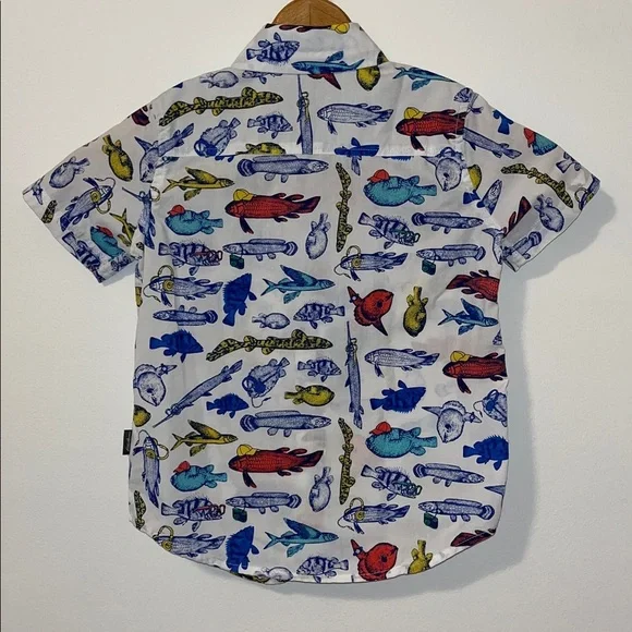 EDDIE BAUER NWOT Toddler Boys 4 Fish Button Down Short Sleeve Fishing - Picture 5 of 5